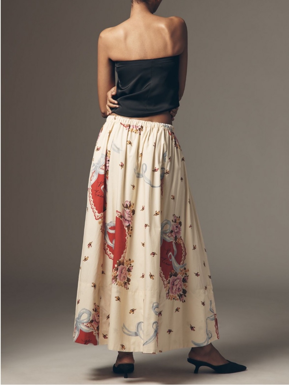 NWT Anthropologie Maeve Jacie Poplin Vintage Heart Floral Print Maxi Skirt S - Picture 5 of 17
